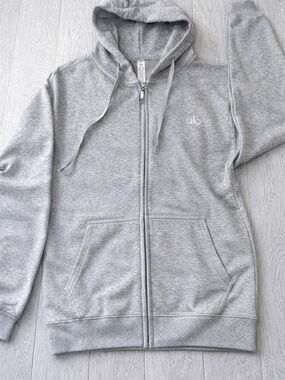 ALO Yoga Light Grey Zip Hoodie